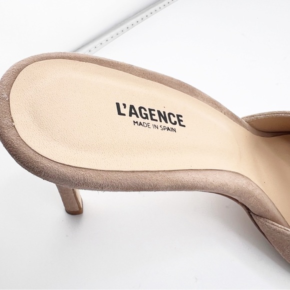 L'Agence Womens Lolita Suede Open Toe Mules EU39 Tan Stiletto Heel Pointed Toe - Picture 8 of 12